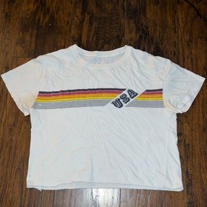 White Graphic Crop Top